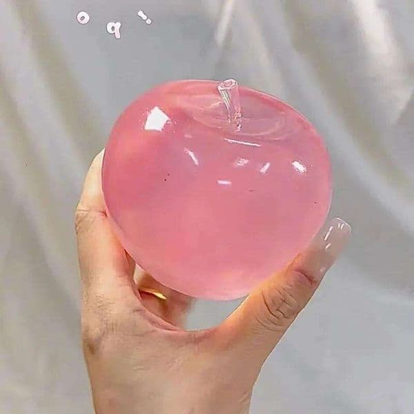 Needoh Pink Crystal Apple Squishy Thin Skin Vaseline Creamy Texture Slow Rebound Stress Ball Healing Aesthetic Squeeze Toy