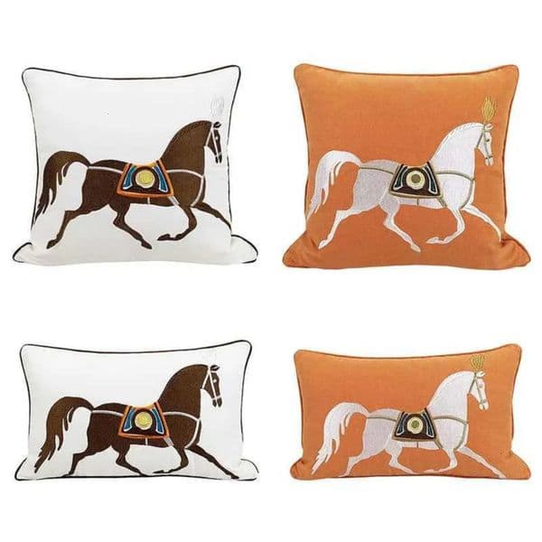 2026 Luxury 30X50cm 45X45cm Throw Embroidery Cushion Cover Horse Orange Luxury perfume White Color cologne Couch Without Core Free Shipping 6 16
