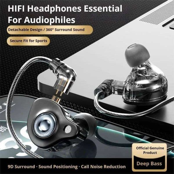 HIFI 3.5mm&Type-C Wired Headphones 9D Surround Deep Bass Stereo Headset Sport Earphone Detachable Cable ENC Noise Reduction 26Y0525