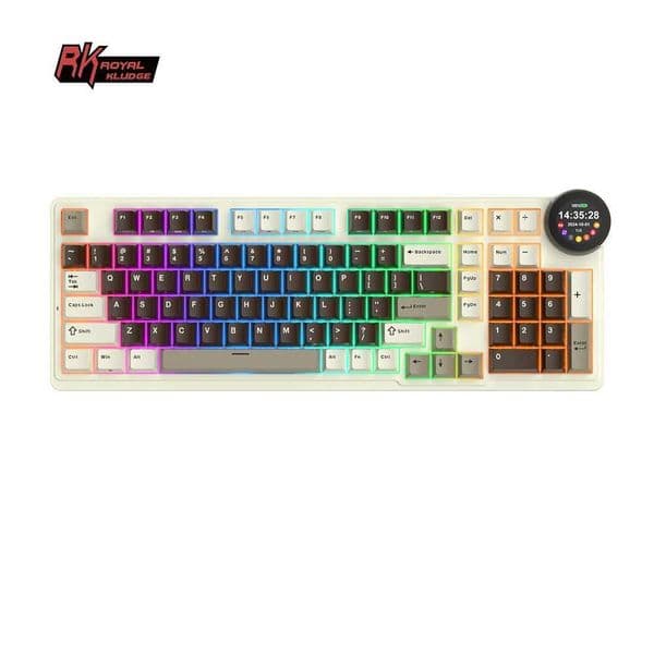 ROYAL KLUDGE RK N99 Wireless Mechanical Keyboard 98 Keys PBT Keyca Gasket RGB Tri-mode Bluetooth Gamer Keyboard Display Screen Z260525