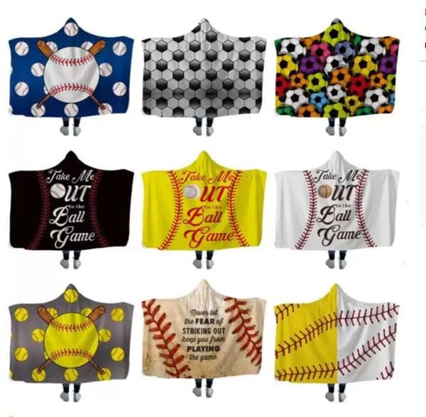 2026 Baseball perfume Softball Hooded Blanket Sports Ball Throw cologne With Hood Soft Warm Sherpa Fleece Home Blankets Wrap For Children Free Shipping 6 18