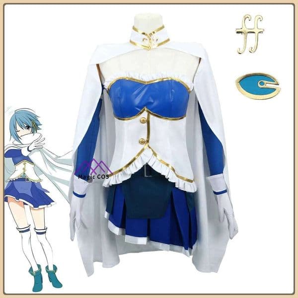 Puella Magi Madoka Magica Sayaka Miki Cosplay Costume Blue-Accent Battle High Quality Anime Outfit for Women Role Playing