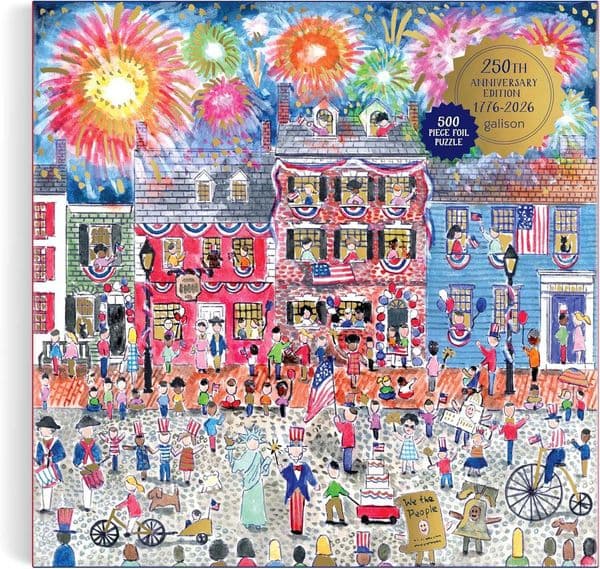 Galison Celebrate 500 Piece Michael Storrings Foil Jigsaw Puzzle Featuring Beautiful Artwork The USA 250th Birthday Fourth of July Fireworks Celebration X260525