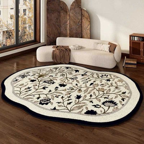 VIKAMA Shaped Living Room Carpet Retro Light Luxury Sofa Coffee Table Thickened Floor Cushion Bedroom Bedside Blanket home decorJ260525