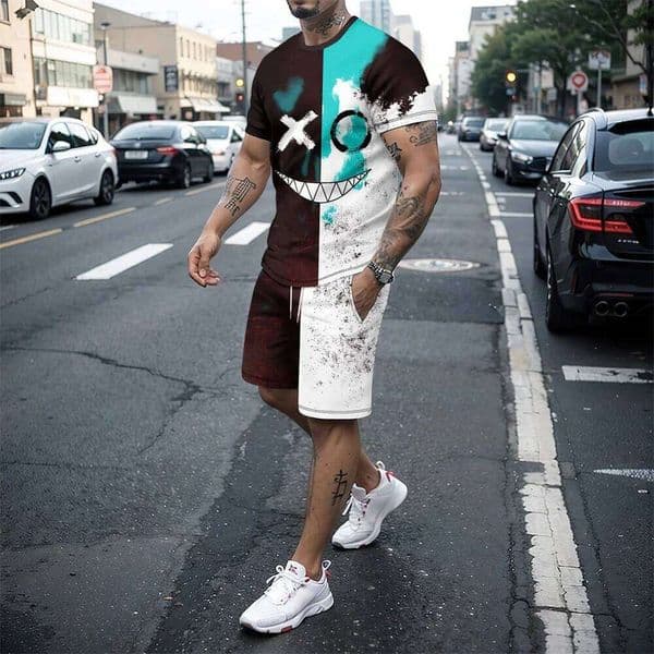 2024 New Fashion Hip Hop 3D Printed Oversized Clothing Short Sleeve Shorts Men's Sportswear Summer Casual Suit 26Y0525