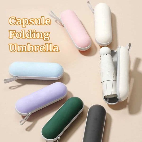 Mini Capsule Folding Umbrella Vinyl Portable Pocket Parasol UV Sunshade Dual Use Protection Travel Accessoreis for Outdoor L260522