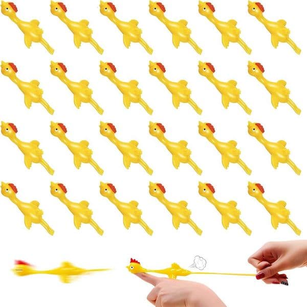 Finger Slingshot Chicken 24Pcs Rubber Popping Chicken Toys Fun Launching Chick Jumping Game for Kids X260525 thumbnail 2