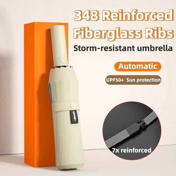 Reinforced 348 Ribs Automatic Umbrella Windproof Stormproof Sun UPF 50 Protection Folding Rain Umbrellas for Men Women L260522