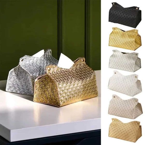 Simple PU Leather Tissue Box Large Waterproof Napkin Holder Foldable Multi-purpose Kitchen Storage Paper Box Living Room Kitchen R260525