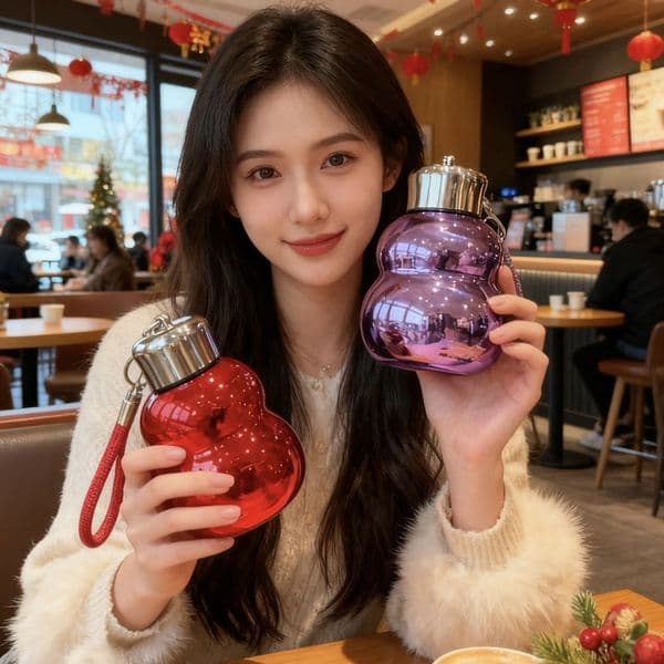 Jewelry Style Gourd Insulated Water Bottle Keychain for Women Designer Portable Titanium Tea Cup with Strap Cute Pocket Sized Gift 2026