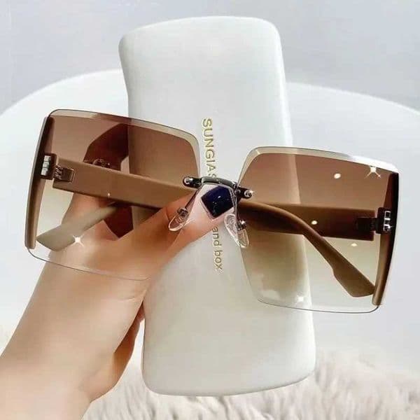 New Vintage Square Sunglasses Woman Classic Retro Gradient Mirror Frameless Sun Glasses Female Fashion Rimless Oculos De Sol C260525