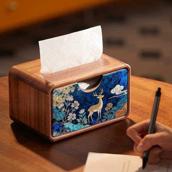 Solid Wood Creative Tissue Box Luxury High End Napkin Holder Desktop Wooden Storage Box for Living Room BedroomJ260525