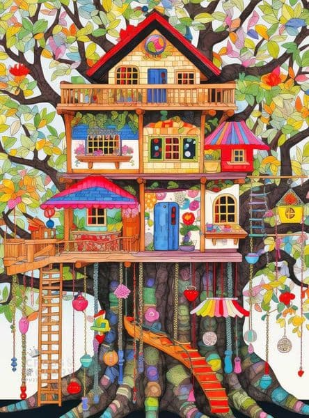 Cross Glory Jigsaw Puzzles Pieces Fantastical Escape Art Whimsical 1000 Piece for Adults Vibrant Treehouse Puzzle Satin X260525