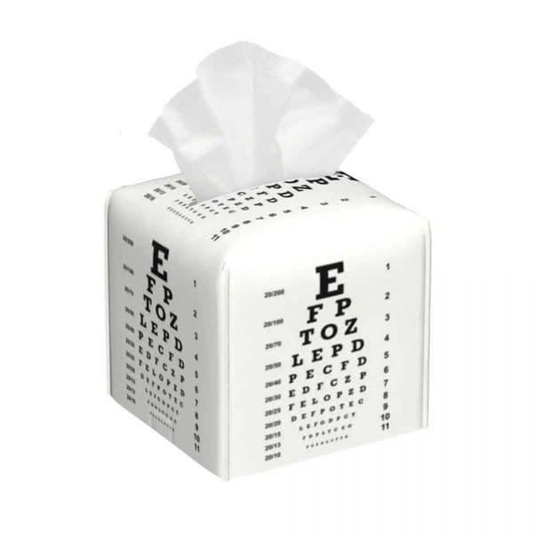 Custom Optician Glasses Gift Tissue Box Cover Square PU Leather Eye Chart Facial Tissues Holder for Car R260525