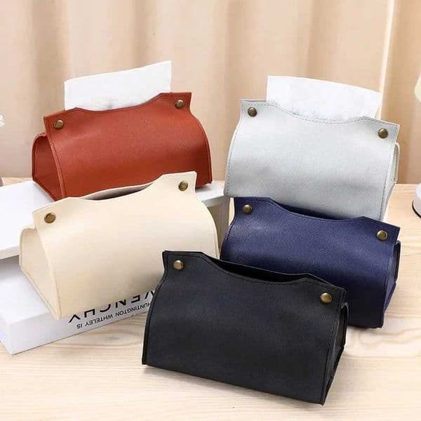 1PC Multi-color PU Leather Tissue Box Solid Color Simple Car Paper Box Home Living Room Hotel Office Home StorageJ260525