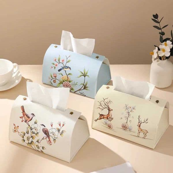 Dustproof Napkin Holder Environmental PU Leather Foldable Tissue Box Home Office Desktop Accessories Storage tissue boxJ260525