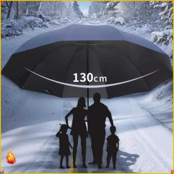 Oversized Folding Umbrella 130cm Windproof Waterproof Dual Travel Home Business Sun Protection UV Black Coating Folding Umbrella L260522