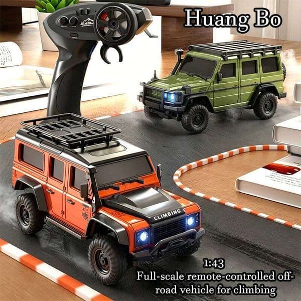 HuangBo R43 RC Car 1/43 Full-scale Remote-Control Climbing Off-road Vehicle Model Desktop Mini Quad-Ride Electric Boy Toy Gift 26L0525