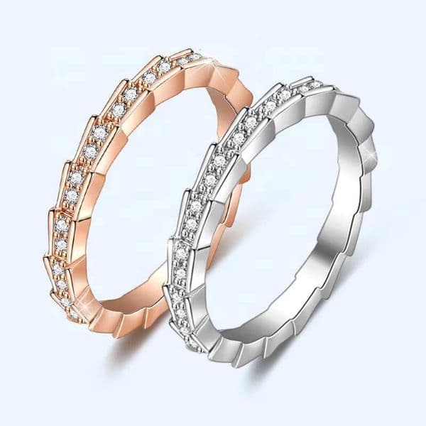 925 Silver Womens Snake Bone Ring with Full Diamond Trendy Fashionable Jewelry for Weddings Parties Romantic All-Match Gift