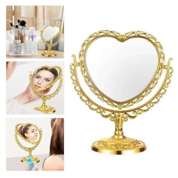 Double-sided 360 Degree Rotation With Frame Desktop Makeup High Definition Vintage Cosmetic Mirror W260525