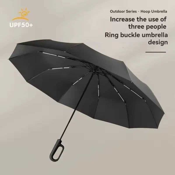 Fully Automatic Umbrella for Men And Women with Ring Buckle Design Double Umbrella Folding Compact Large Rib Strong Sunshade L260522