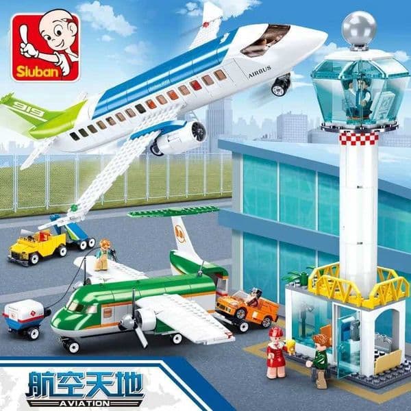AIRBUS Air Space Street View Civil Aviation Ci Passenger Plane Cargo Airport Construction Building Blocks Educational Kids ToyJ260525