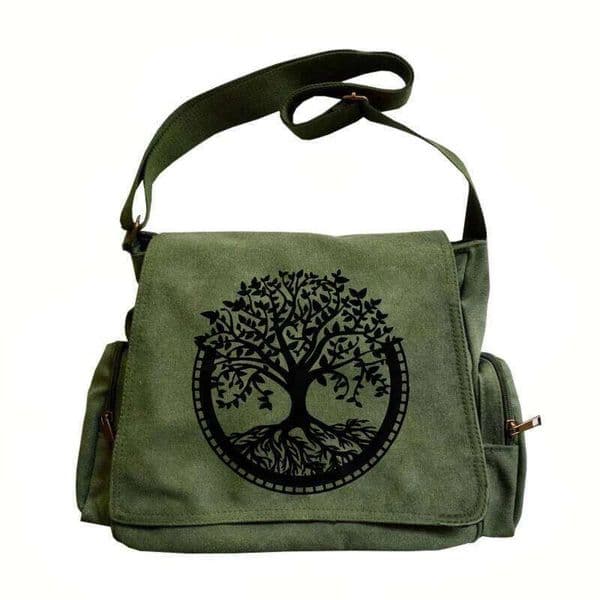 Vintage Women's Shoulder Large Capacity Crossbody Messenger For Women Laptop Bag Canvas Tree Print