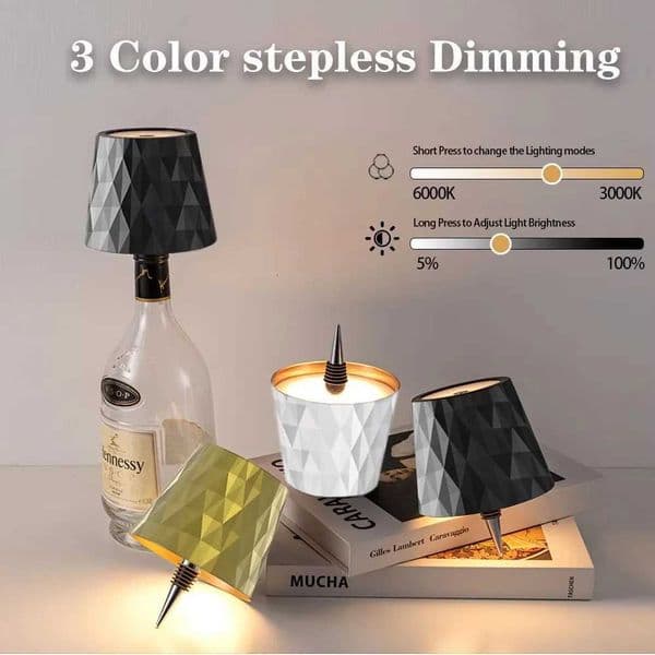 USB Charge Bottle Table Lamp Touch Control of 3 Colors and Stepless Dimming Table Lamp Night Light for Bar Wine Bottles LightsR260525