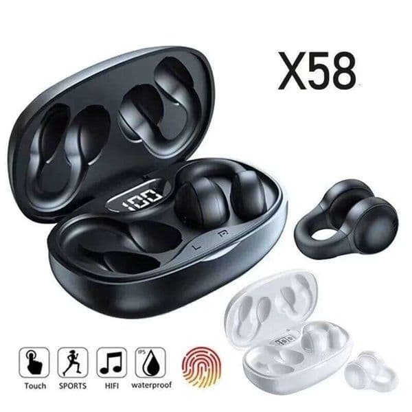 TWS X58 Wireless Bone Conduction Headphones BT Earphones Waterproof Sports Earbuds Earring Ear Hook With Mic Headset 26Y0522
