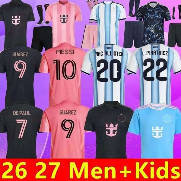 25 26 27 argentina jerseys soccer Jerseys MESSIS GARNACHO DE PAUL National Team MARTINEZ KUN AGUERO Maradona Football Shirts 2026 2027 Miamis Martinez FC men