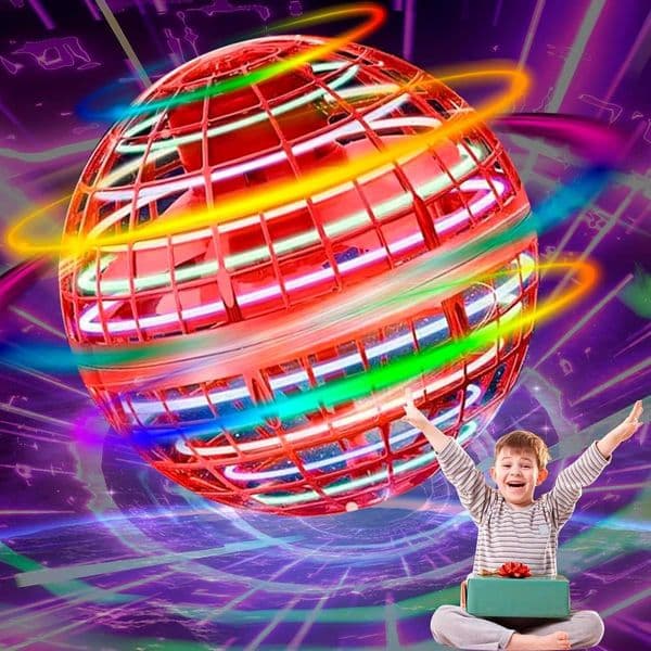 Flying Orb Ball Toy - 2026 Upgraded Magic Flying Orb Toy with LED Light 360Rotating Boomerang Flying Toys Indoor Outdoor Fun Games for Boys Girls Adults Kids Red X260525