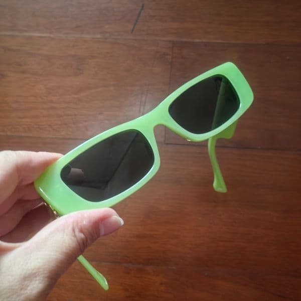 Y2K Rectangle Sunglasses Green/Black UV Protection Lens Sun Shades Glasses Anti-Reflective Protection Eyewear