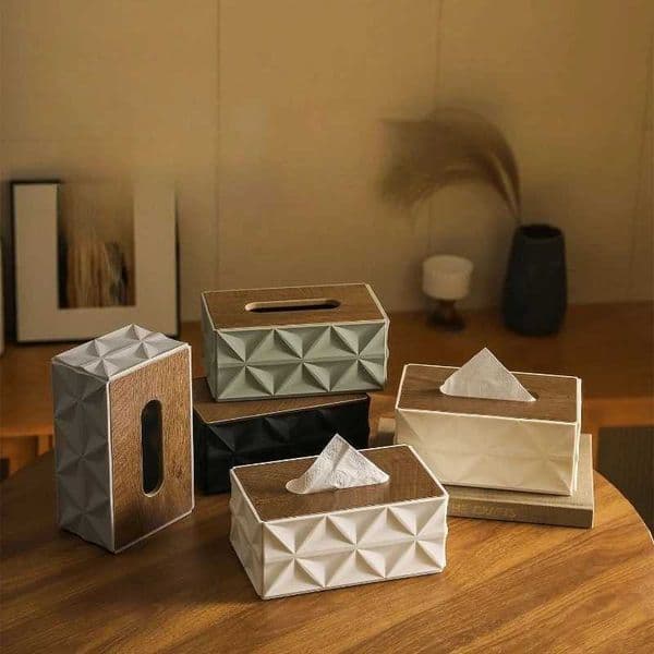 1pc Large Capacity Corrugated Tissue Box Minimst Desktop Storage with A Sturdy Solid Wood Lid Space Saving Home Decor PieceJ260525