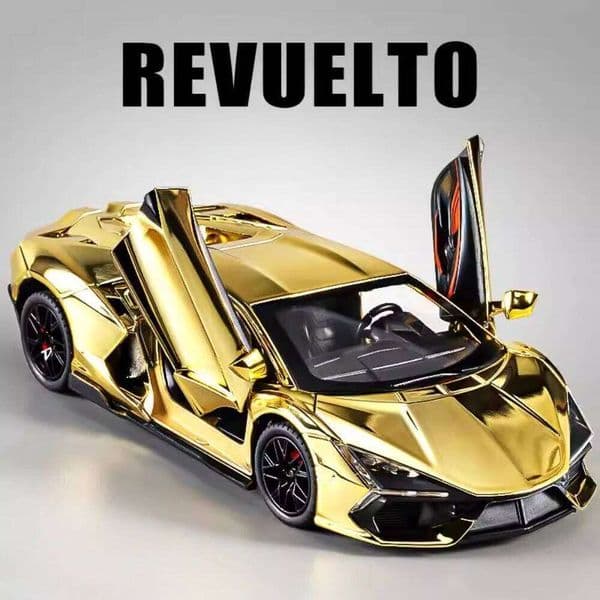 1:24 Scale Lambor Revuelto FKP37 Car Model Toy Metal Diecast Sound Light Pull Back Simulation Cars Models for Boys Collection 26L0525
