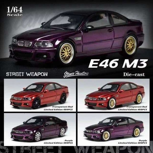 Stance Hunters Joint SH SW 1:64 E46 M3 Gun gray Silver alloy model Collection gift 26L0525