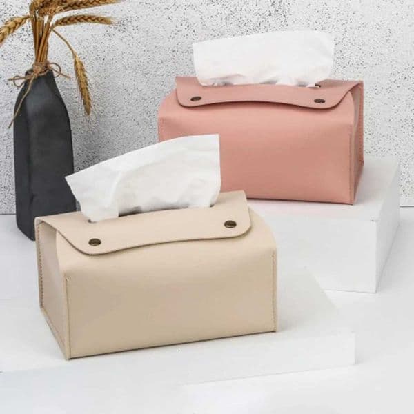 1 Household Pu Leather Tissue Box Desktop Decoration Suitable For Dining Room Living Room Kitchen Tissue Storage Box R260525