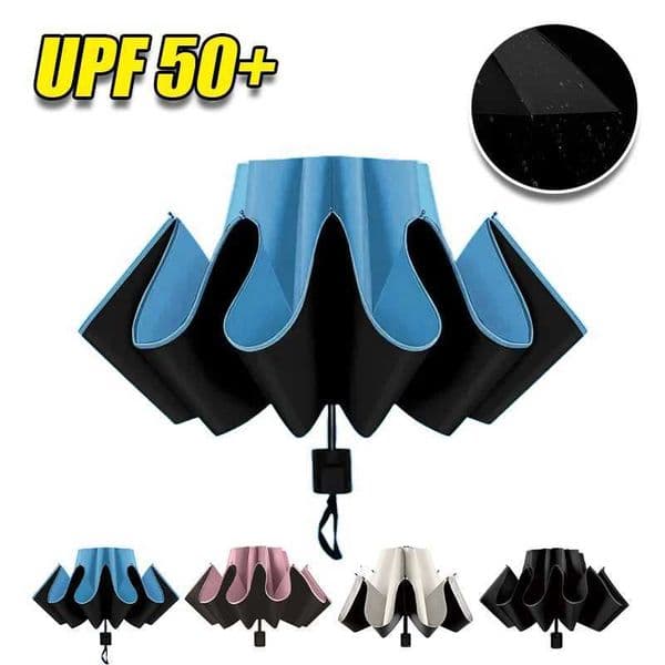 Rain UV Protection Compact Reverse Umbrella Inverted Folding with Reflective Safe Stripe Portable Travel Umbrella L260522
