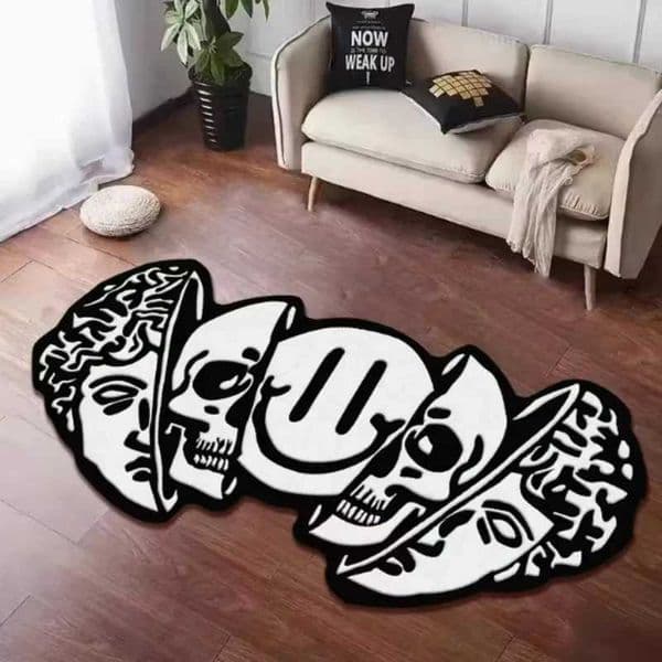 VIKAMA Gothic Skull Design Door Mat Non Slip Durable Threshold Mat Stylish Home Decor Rug For Bedroom Wardrobe Area W260525