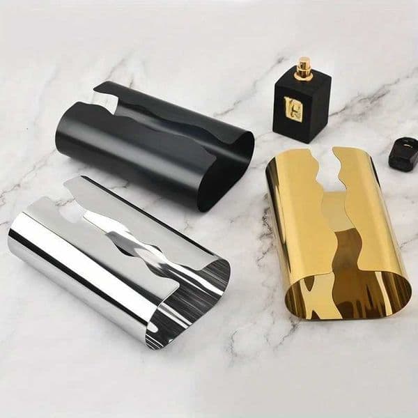 1pc Home Living Room Creative Desktop No Punch Light Luxury Style Stainless Steel Curved Wave Shape Paper Towel Box SolidJ260525