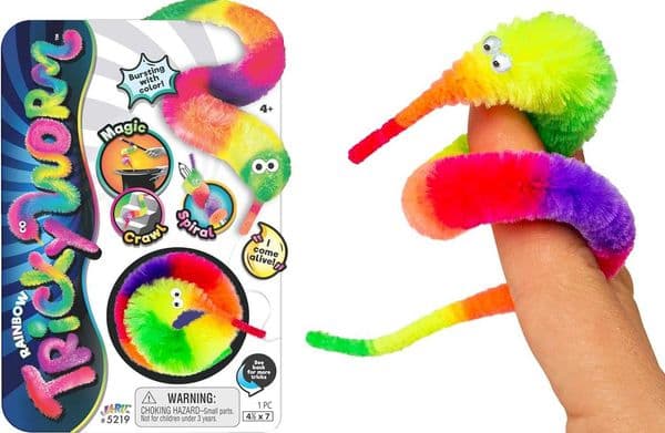 JA-RU Fuzzy Worm Fidget Toy with String Attached 1 Pack Fun Magic Tricks for Kids Soft Sensory Toy Bulk Party Favors Gag Gifts Classroom Prizes 5219-1A X260525