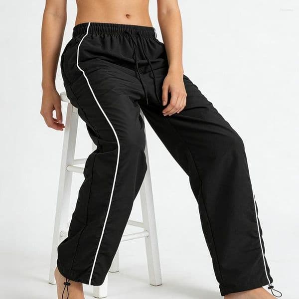 Men's Pants Black Baggy Track White Side Stripe Adjustable Hem Drawstring Four Seasons Outdoor Recreation Trekking Gym Training thumbnail 2