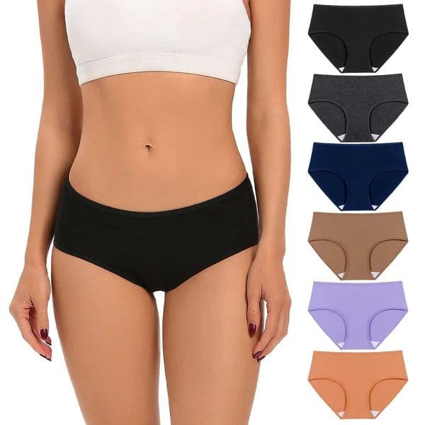 Molasus 6 PCS Womens Cotton Hipster Underwear Low Waist 100 Cotton Crotch Briefs Ladies Full Seat Coverage Panties Large SizeT260525