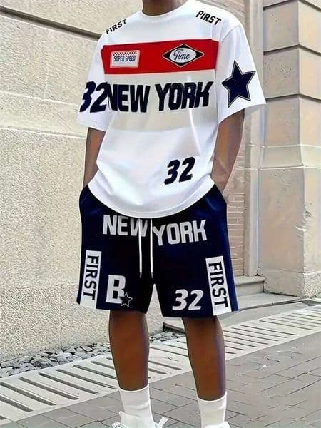 Cool Trendy 3D Printed Casual Suit With Riding Style, New Men's Round-neck Short-sleeved Top And Shorts 26Y0525