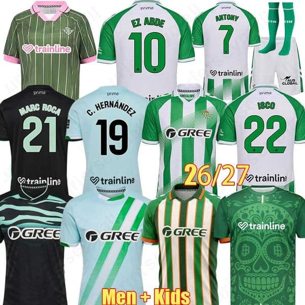 26 27 TOP ANTONY Real Betis Camiseta LOCELSO soccer Jerseys C.HERNANDEZ ISCO NATAN EZ ABDE JOAQUIN 2026 camiseta de futboll SABALY BAKAMBU football shirts kids 4XL