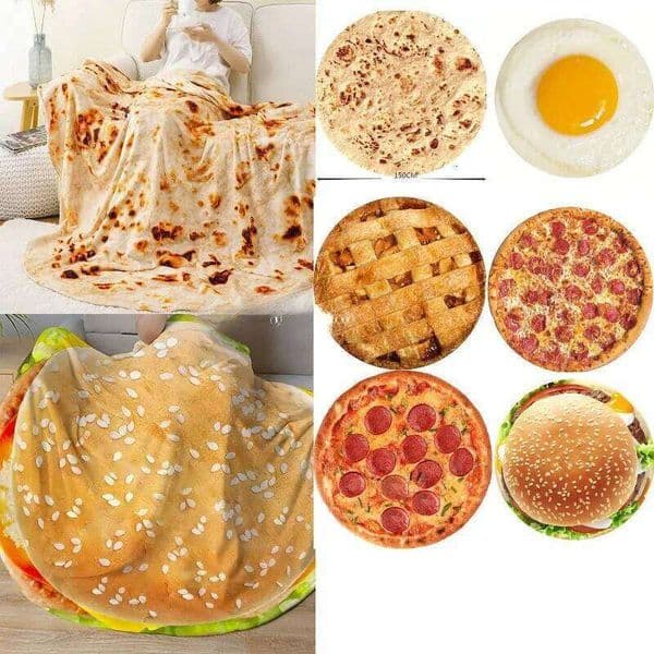 Quirky Indian Flying Pancake Watermelon and Cabbage Print Warm Flannel for Air Conditioned Rooms Throw Blanket W260525