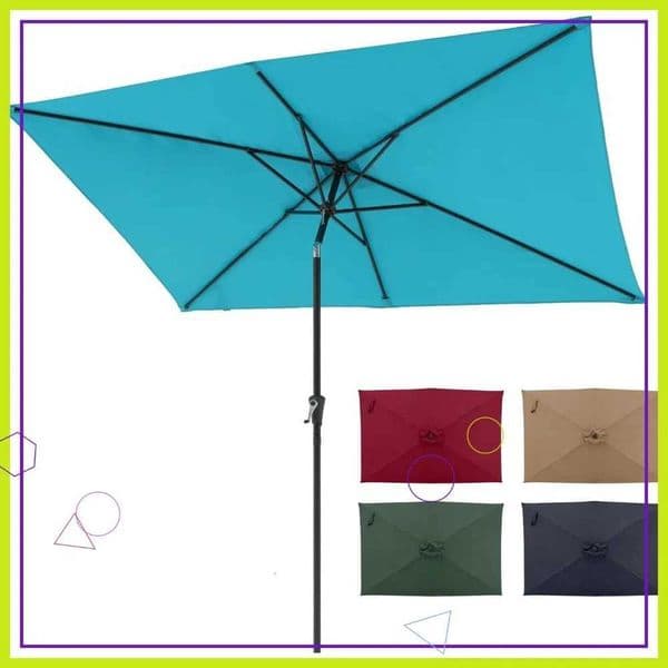 66 x 98ft Rectangular Patio Umbrella with Push Button Tilt and Crank Outdoor Market Umbrella for Garden Backyard Table L260522