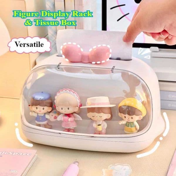 Cute Tissue Box Holder Blind Figure Dustproof Display Box Kawaii Decor Desktop Ornaments Paper Box Kid Gamer Dolls OrganizerJ260525