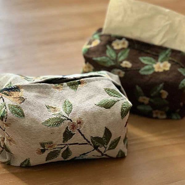 Retro Tissue Box Storage Bag High Quty Napkin Holder Foldable Tissue Box Home Office Desktop Embroidery Storage BoxJ260525