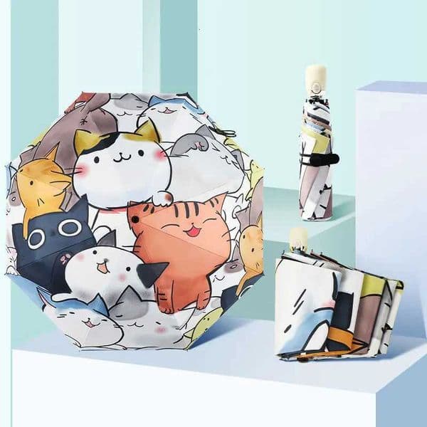 Women Automatic Umbrella Cartoon Cat Claw Automatic Folding Travel Umbrella Black Coating Sunscreen Girls Kids Umbrella Paraguas L260522