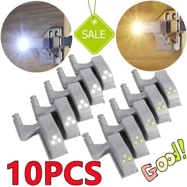 10-1PC LED Inner Hinge Lamp No Battery Under Cabinet Lights Wardrobe Cupboard Sensor Lights Bedroom Kitchen Closet Night LampR260525
